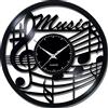 Handmade Fusorario Orologio in Vinile da Parete LP 33 Giri Silenzioso Idea Regalo A Tema chiave di violino e note musicali