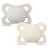 MAM Ciuccio 2-6 mesi con tettarella simmetrica, piatto e flessibile in silicone skin soft silicone facile accettazione, con scatola autosterilizzante, originale, neutro opaco, confezione da 2 pezzi