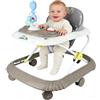 OHMG Girello 4 in 1, girello pieghevole per bambini con vassoio di gioco interattivo con suoni, base anti-ribaltamento, deambulatore ruote in silicone e 4 posizioni di altezza, da 6 a 18 mesi (Kaki-67 x 72