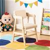 HUOLE Seggiolone Pappa in Legno, Sedia da Bambini per Studio e Mangiare, Altezza Regolabile da 35 a 51 cm, Carico da 90KG, per Bambini 8+ Mesi (48 * 46 * 78 cm - Beige (1 pezzo))