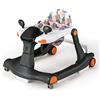 GYMAX Girello per Bambini, Design 2 in 1, con Sedile Regolabile e Ruote Universali, Girello Dotato di Illuminazione e Musica per Bambini dai 6 a 18 Mesi, 73 x 59,5 x 50,5cm (nero)