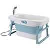 HUOLE Vasca da Bagno Pieghevole per Bambini, Portatile Bagnetto per Neonato Supporto, per 0-6 Anni, Con Tappo di Scarico (Blu)