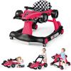 GYMAX Girello per Bambini 4 in 1 a Spinta, Girello Primi Passi Pieghevole con Altezza e Velocità Regolabile, con Luci e Suoni per Bambini 6-18 Mesi, Portata 12 kg, 73 x 64 x 55,5 cm (rosa scuro)