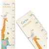 GRAVURZEILE Metro per bambini in legno - Animali - con nome per la cameretta dei bambini - scala misura 80 - 140 cm - Dimensioni 20 x 70 x 2 cm - Regalo per nascita per ragazze e ragazzi