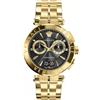 Versace - Orologio Da Polso Da Uomo Al Quarzo Moda Bracciale E Cassa In Acciaio Inox Di Colore Oro Quadrante Analogico Nero - VE1D02823