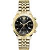 Versace - Orologio Da Polso Da Uomo Al Quarzo Moda Bracciale E Cassa In Acciaio Inox Di Colore Oro Quadrante Analogico Nero - VEV602123