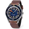 Undone Basecamp Blue Automatico Acciaio Blu Pelle Marrone Vintage Data Orologio Unisex