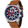 AIMES Orologio da uomo casual con cronografo, impermeabile, sportivo, militare, analogico, movimento al quarzo, elegante orologio da polso elegante regalo per uomo
