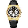 Poedagar Orologio alla moda per gli uomini in pelle orologio sportivo impermeabile luminoso cronografo data classico lusso quarzo orologi da uomo, OroNero Bianco