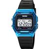 Gosasa Orologio digitale multifunzione sportivo unisex, classico, unisex, con cinturino in acciaio inox, impermeabile, elettronico, a LED, B1 Nero Blu, Sportivo