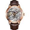 OBLVLO Retro Sport Uomini Scheletro Orologio Automatico Cinturino Meccanico In Pelle Di Vitello Cristallo Minerale Impermeabile Quadrante 45mm VM (VM-RWRO)