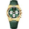 Poedagar Orologio alla moda per gli uomini in pelle orologio sportivo impermeabile luminoso cronografo data classico lusso quarzo orologi da uomo, Oro Verde Bianco
