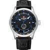 NAVIFORCE Orologi sportivi da uomo, cinturino in pelle, impermeabile, al quarzo, analogico, facile da leggere, con data automatica, blu, Sportivo