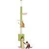 PawHut Albero per gatti da terra a soffitto, 5 livelli, altezza regolabile 220-240 cm, piattaforme floreali con nicchia, amaca, rampa e gioco di palline sospese, centro attività per gattini da