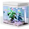 Craftsboys Serbatoio per pesci da 9 l, acquario in vetro nano, sistema di filtraggio migliorato e luce LED, per acqua dolce e marina, sfere filtranti incluse (bianco, 9L)