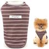 SMALLLEE_LUCKY_STORE Maglietta a righe per cani di taglia extra piccola e piccola, pullover con toppa, gilet traspirante ed elastico, per la primavera e l'estate, per chihuahua, Yorkie, gatti, marrone