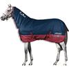 Horses, Coperta da Paddock per Cavallo Turnout Full Neck 400gr, Impermeabile, con il Copricollo Fisso, Resistente, con Cinghie ad Incrocio, Blu/Bordeaux, 110 cm