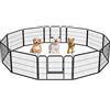 Yaheetech Recinto per Cani da Interno e Esterno 12 pz 80 x 60 cm Nero | Recinzione in Ferro con Rete, Cuccioli Gatti Conigli Animali Domestici, Giardino Casa, Salvaspazio