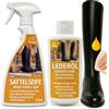 EMMA Sapone per sella + Olio I Spray per la cura della pelle + Grasso incolore I Grasso per sella per pelle liscia l Balsamo I Detergente per pelle I Cura delle pelle Divano auto Scarpe da sella 2*500ml