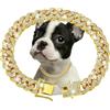 DaBingDian Collare a strozzo per Cani in Acciaio Inossidabile Color Oro, Collare da addestramento con Chiusura di Sicurezza e Design a Maglie cubane per Cani di Taglia Media e Grande.