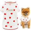 SMALLLEE_LUCKY_STORE Camicia per cani di piccola taglia, maglietta per animali domestici con stampa a cuore, abbigliamento estivo elastico con volant e risvolto, canottiera per cuccioli di chihuahua,
