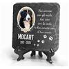 TULLUN Targa commemorativa in Pietra Ardesia Quadrata Personalizzata Grigio Scuro per Animali Domestici + Supporto - Dimensioni 10x10 cm - Foto Cornice Floreale