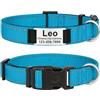 MENKËLL - Collare personalizzato per cani, gatti regolabile e riflettente, in nylon resistente, con incisione laser targhetta in metallo, nome, indirizzo, varie misure (AZZURRO, S: 33-43cm)