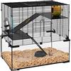 PawHut Gabbia per Criceti con Ruota e Base Rimovibile 60x40x54.5cm Nero