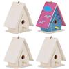 Hapivida Mini Casette per Uccelli in Legno, Casette per Uccelli da Appendere in Legno Creativo con Corde Appese Artigianato Ornamentale da Esterno Fai da Te per L'arredamento del Cortile del Giardino