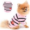 PAIDEFUL Camicie per Cani a Righe per Cani di Piccola Taglia Media Gatti Gilet Tee con Cuore Rosso Canottiere Cucciolo Chihuahua Yorkie Vestiti Magliette Animali Domestici Estate Usura Quotidiana