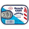Beach Cliff Sardine in acqua, lattina da 106 g - Sardine pescate allo stato brado - 12 g di proteine per porzione - Senza glutine, adatto alla dieta Keto