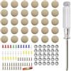Bgfaquri Kit di riparazione per tettuccio auto da 62 pezzi, kit di riparazione per tetto auto, inclusi 30 rivetti in velluto beige, 30 perni di legno, cacciavite e righello in tessuto, pulsante di riparazione