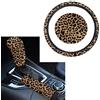 Woisttop Set di accessori per auto, con stampa leopardata, coprivolante per volante da 35,6 a 39,4 cm, da donna, universale, con copertura freno a mano e leva del cambio, decorazione