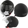 A-Pro Moto Jet Scooter Casco ECE 22 06 Certificato Parasole Lunga Visiera Nero Opaco M