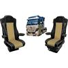 Formplas Set di coprisedili in pelle ecologica 1+1, adatti per i cuscini dei sedili del camion, adatti per MP4 Euro 6, colore: nero e beige