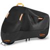 Filteilect Copertura per moto, protezione per tutte le condizioni atmosferiche con strisce riflettenti, cuciture antivento fibbia borsa portaoggetti nera (L 220 x 95 x 110 cm)