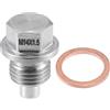 A ABSOPRO Tappo Olio Magnetico 1pc Per Motore Con Rondella Rame M14x1.5 | Acciaio Inox, Argento, 28mm, Per BMW F18 F20 N20, Include Rondella Rame, Raccoglie Detriti Metallici, Previene Perdite Olio