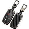 OTMIK Custodie per Chiavi Dell'auto in lega di zinco e fibra di Carbonio adatto per Jeep Renegade Compass Grand Cherokee per Chrysler 300C Wrangler Dodge Accessori Portachiavi (Nero)