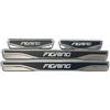 Generic Protezione antigraffio per battitacco in acciaio inox cromato e carbonio per Fiat Fiorino