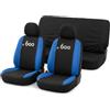 Auto Accessori Lupex | Coprisedili Auto Compatibili con 600 Seicento, Colore Nero Blu Royal, Made In Italy, Tessuto Policotone, Nome Auto Ricamato, Fodere Sedili Anteriori e Posteriori