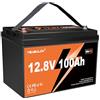 Yeagulch Batteria LiFePO4 Litio 12v 100ah con BMS 100A, Protezione Bassa Temperatura, 15000 Cicli - Ricaricabile per Camper Barca Fotovoltaico
