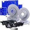 ATE Set di freni + dischi freno anteriori ¯ 276 mm ventilati + posteriori pieni e pastiglie freno anteriori + posteriori e contatto di segnalazione Compatibile con AUDI A3, SEAT LEON, VW GOLF 7