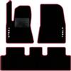 QUEMAR Tappetini Auto compatibili con Tesla Model 3 dal 2017 anche Highland/Kit Tappeti Moquette e Gomma su Misura (Set 2 Anter.+1 Poster.)/Ricami e Colori Personalizzati (Bordo Fucsia, 2 Ricami)