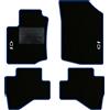 QUEMAR Tappetini Auto per Citroen C1 2005-2013, Bordo Blu, 2 Ricami | Kit Tappeti Moquette e Gomma su Misura / Set 2 Anteriori + 2 Posteriori / Ricami e Colori Personalizzati / Antiscivolo