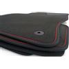 kh Teile Tappetini adatti per VW Golf 5 6 Scirocco Jetta, in velluto, set da 4 pezzi, nero, nastro decorativo rosso