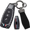 ontto Custodia per chiave adatta per Ford Puma ST MK2 Fiesta MK7 MK8 Kuga MK3 Focus MK4 Mondeo B-Max C-Max Fusion Galaxy fibra di carbonio metallo cover chiave auto custodia portachiavi 3 tasti