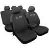 Lupex Shop Coprisedili auto compatibili con C3, Made in Italy, tessuto poliestere, set sedili completi anteriori e posteriori (Grigio Scuro)
