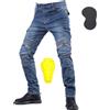 HOMDECR Pantaloni Moto Uomo Con Protezioni, Jeans Moto Uomo Elasticizzati Con Copertura Protettiva Di Seconda Generazione (Blu,M)