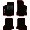 QUEMAR Tappetini Auto per Polo III 1994-2002, Bordo Rosso, 2 Ricami | 6N - 6N2 / Kit Tappeti Moquette e Gomma su Misura / Set 2 Anteriori + 2 Posteriori / Ricami e Colori Personalizzati
