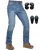 SHAIYOU Uomo Jeans Moto Pantaloni Moto Pantaloni Motociclista, Pantaloni Sportivi Da Moto Traspiranti Resistenti All'usura, Con 4 Imbottiture Protettive (Blu,L)